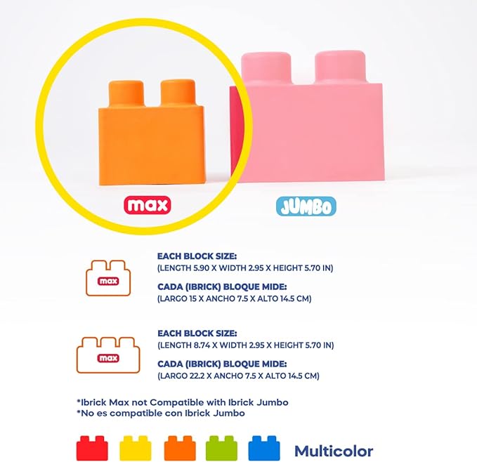 Max Foam Building Blocks | Large Size | 40-Piece Set (30 with 2 Pivots + 10 with 3 Pivots) | Creative and Educational Toy for Kids Ages 3+