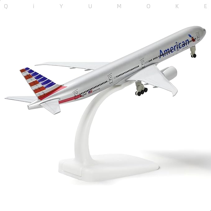 1/300 American 777 Diecast Metal Airplane Model Kits for Boeing 777 Airlines Model Plane with Display Stand (7.5-inch L) for Adult Aviation AA Plane Models Gifts or Desktop Decorations