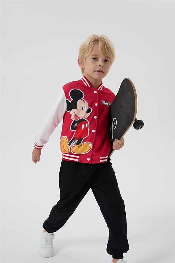 Disney Minnie Mickey Stitch Princess Frozen Elsa Marvel Jacket Lightweight Coat Button up Color Block Sweatshirt 2-14 Years