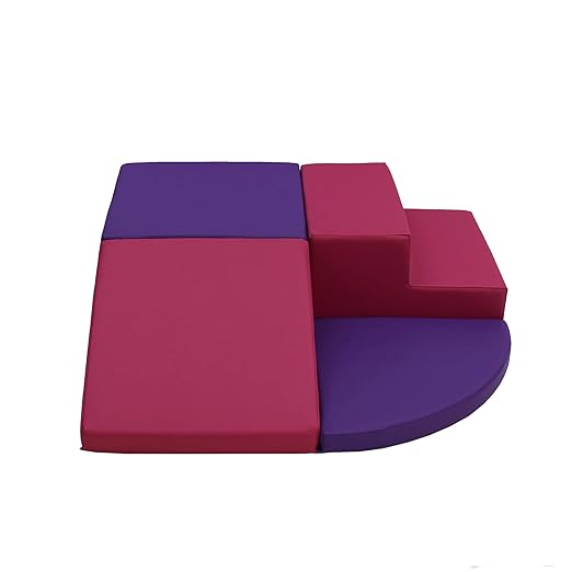 SoftScape Toddler Playtime Corner Climber, Indoor Active Play Structure for Toddlers and Kids, Safe Soft Foam for Crawling and Sliding (4-Piece Set) - Purple/Raspberry, 11619-PURS