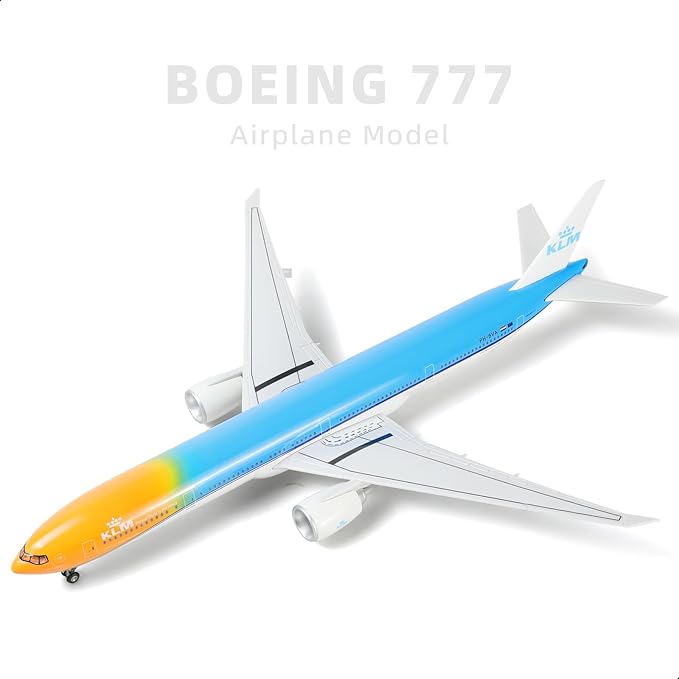 1/150 Boeing 777-300ER NL-KLM (Orange Pride) 18.5 inchs Large Model Diecast Airplane Model Kits with Stand Airlines Models Display Collectible for Aviation Enthusiast Gift