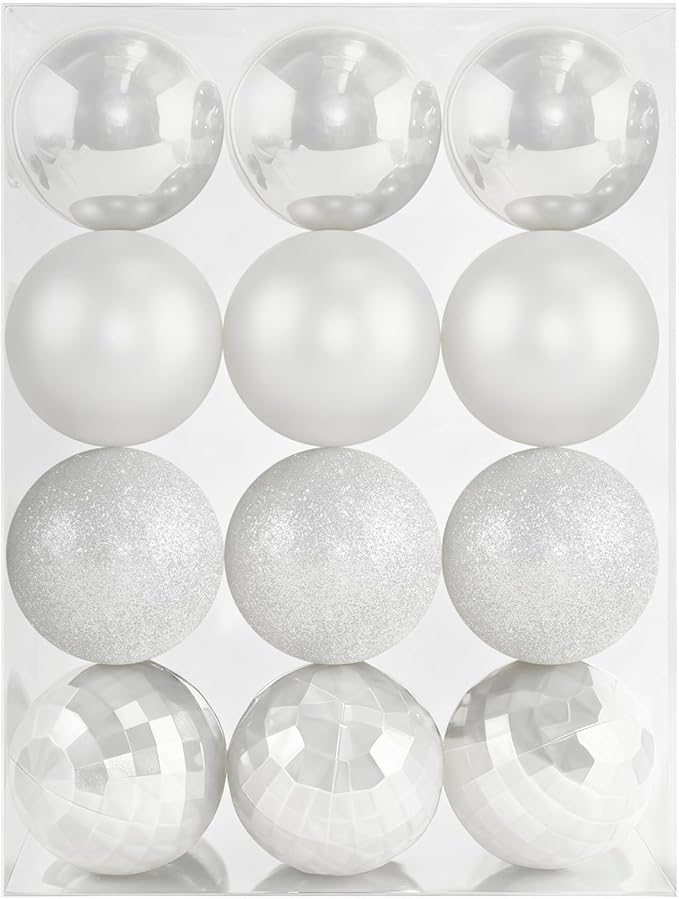 2.36" Christmas Balls Christmas Tree Ornaments Shatterproof Plastic Holiday Ornament Festival Hanging Ball Holiday Decorations Set of 24pcs