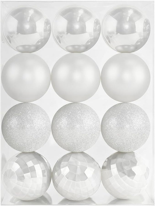 2.36" Christmas Balls Christmas Tree Ornaments Shatterproof Plastic Holiday Ornament Festival Hanging Ball Holiday Decorations Set of 24pcs