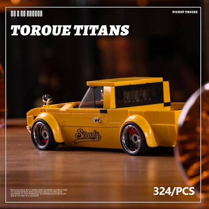 PB8842 1:32 Freedom Cruiser Pickup Truck Buliding Blocks Set, 324 Pieces Car Scale Model Toy with Display Container, Clamping Blocks STEM Gift for Adults