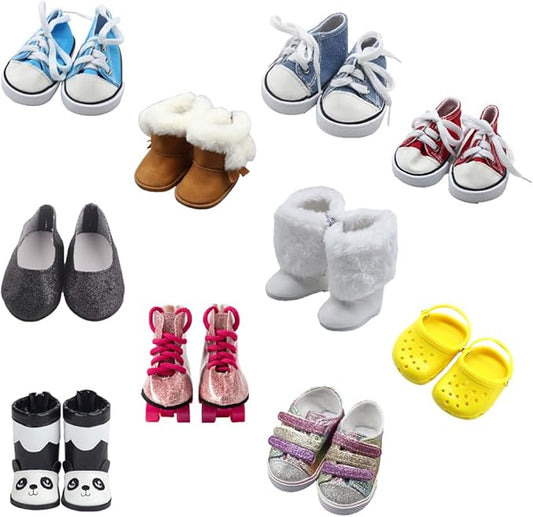 10 Pairs of 18 Inch Doll Shoes, BOSOIRSOU 2.75in Boots Dance Shoes Sandals Casual Shoes Canvas Shoes Fit for 18" American Girl Doll Accessories