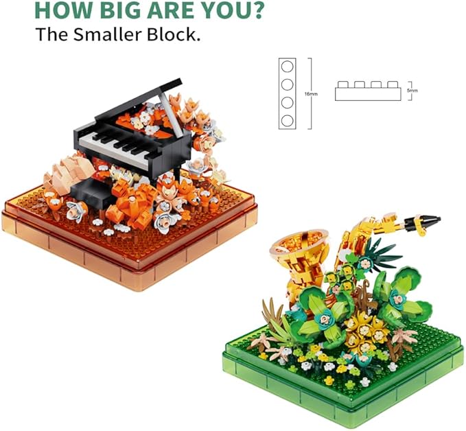 Musical Instruments Micro Blocks Building Sets,Classical Famous Building Block Set,1500 PCS for Adults and Kids,Piano and Saxophone with Clear Plastic Cover