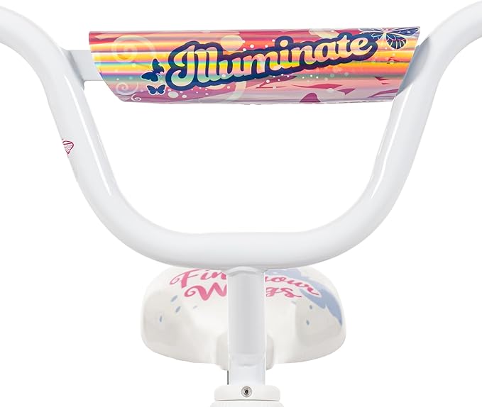 Huffy Illuminate Bike for Girls, 12/16/20 Inch Size Options, Ages 3+ Years Old, Removable Training Wheels (12" and 16" Only), Multiple Color Options, Easy Assembly, Streamers, Adjustable Seat, Durable
