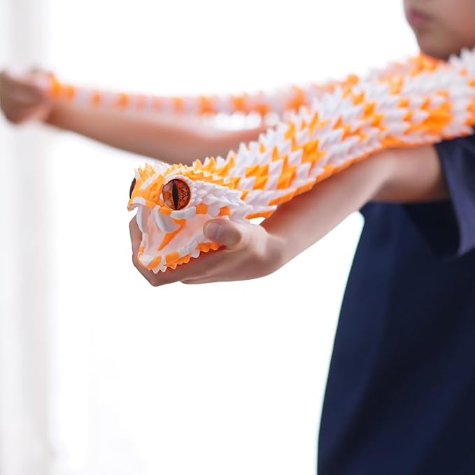 47.5inch Super Large 3D Printed Snake Models,Movable Teeth,Flexible Joint Animal lacertid Figurines, Stress Relief, Fidget restlessness, ADHD Toys, Surprise Fantasy Gifts (WO/47.5inch)