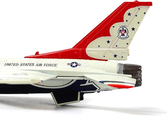1/100 F-16C Thunderbird Fighter Model Metal DieCast Aircraft Jet Kit Fighter Plane Model Military Airplane for Collection and Gift, White