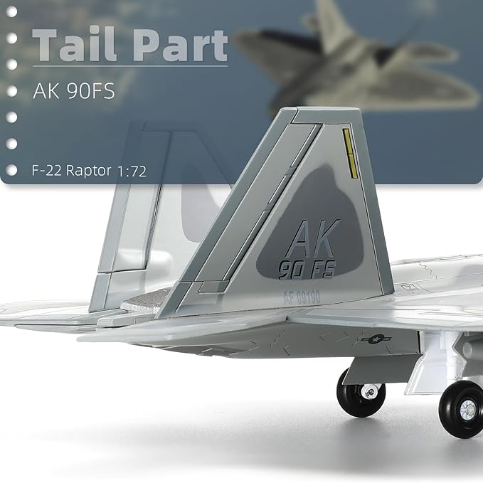 USA F-22 Raptor Fighter Attack Pre-Build Model 1:72 Aircraft Alloy Diecast Airplane Military Display Model Aircraft for Collection or Gift (AK 093)