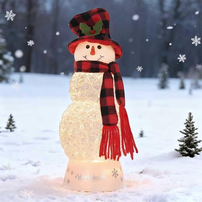 12" H Christmas Snowman Decorations, Snow Globe Lamp - Musical Holiday Decor with Timer, USB Power, Festive Room Light, Best Christmas,New Year Gift for Men,Women,Kids,Friends