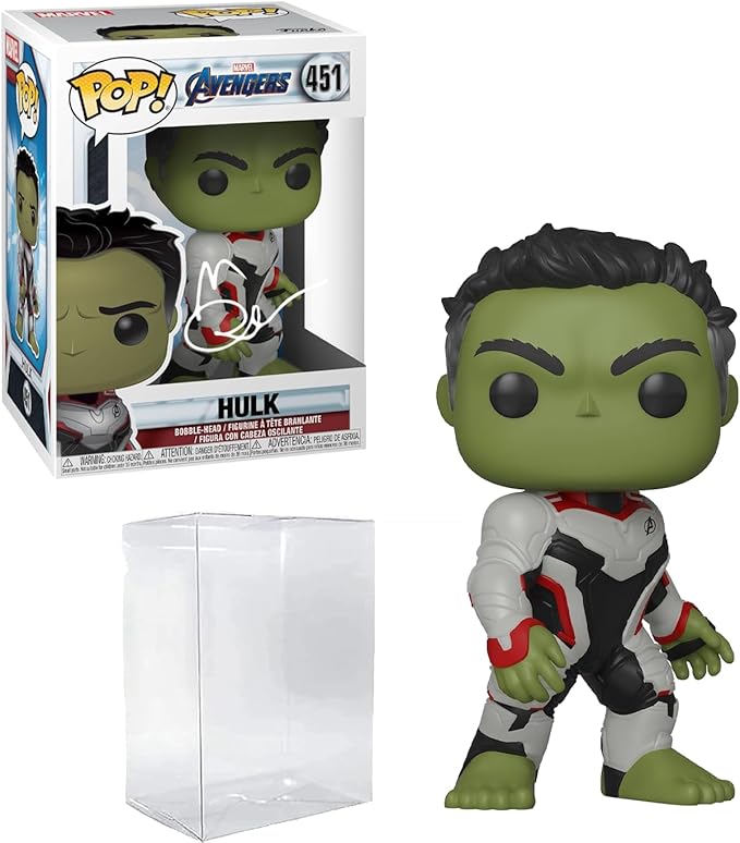 Mark Ruffalo Hulk #451 Facsimile Signed Reprint Laser Autographed Funko POP! Movies Marvel Avengers Figurine with Protector Case