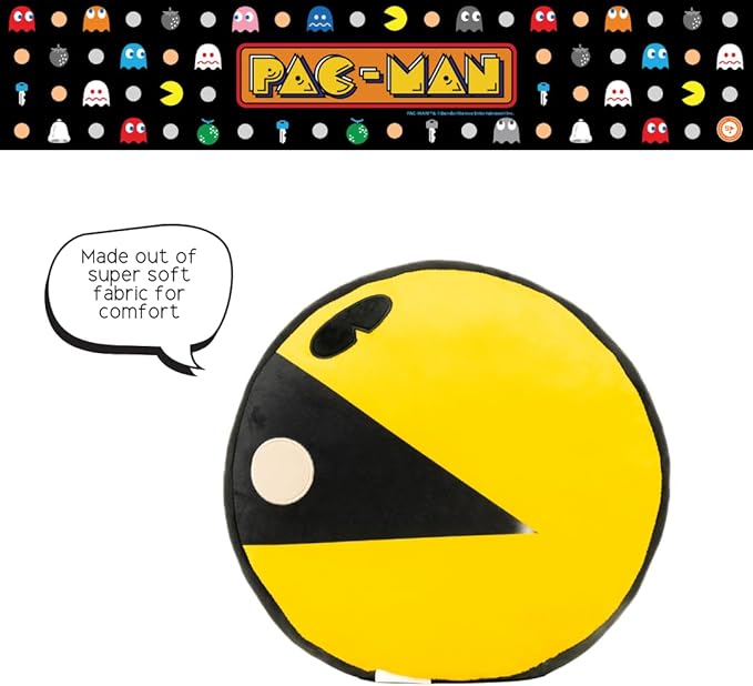 PAC-Man Bedding Super Soft Plush Decorative Throw Pillow, 14 in, (Officially Licensed Product) by Franco Collectibles