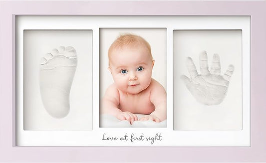 Baby Hand and Footprint Kit - Clay Handprint Keepsake Frame, Newborn Nursery Picture Frame, Personalized New Mom Gifts for Baby Shower & Registry (Soft Lilac)