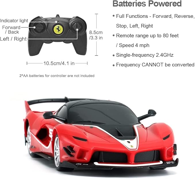 100 CLASSIC Officially Licensed RC Car Ferrari LaFerrari FXX K EVO Remote Control RC Car Series 1:24 Scale Full Function Electric Sport Racing Hobby Toy Car 79300RD