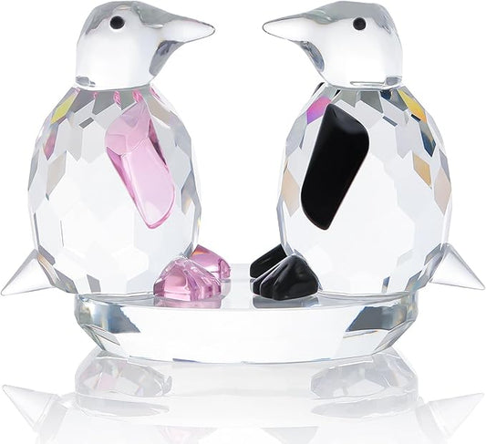 Movdyka Crystal Penguin Figurines Decor Gifts for Women Men Cute Penguin Statues Collectibles Animal Blown Glass Sculpture Home Table Decoration