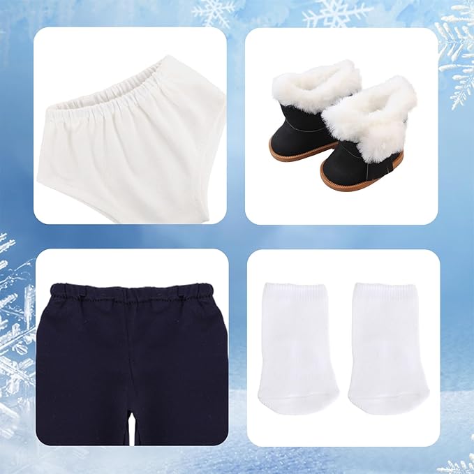 18-inch Doll Down Jacket, Doll Winter Clothing Set, 5 Different Colors and Patterns Available. (White/Black-Heart Print)