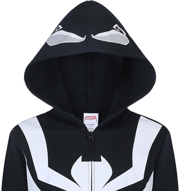 Marvel Spider-Man, Miles Morales, & Venom Boys Zip Up Hooded Sweatshirt and Pants Set for Toddlers and Big Kids – Black/Red