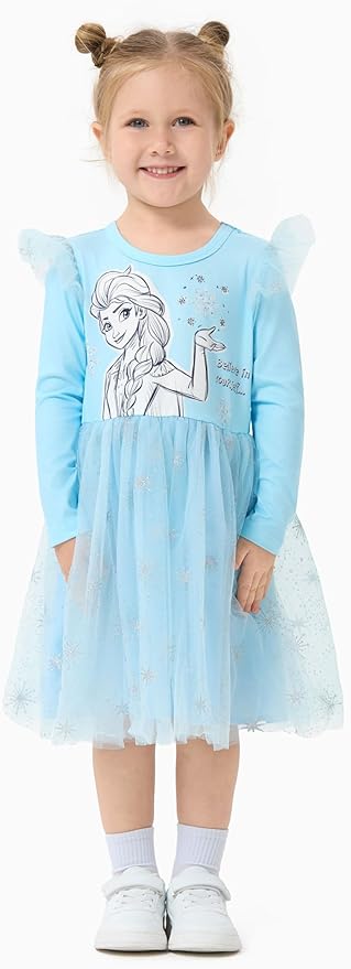 Disney Princess Frozen Minnie Mouse Dress Girls Sparkle Ruffle Tulle Tutu Birthday Party Fall Outfits Clothes Baby to Toddler