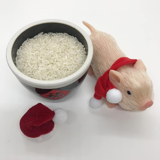 5 Inches Silicone Piglet with Accessories, Soft Mini Realistic Silicone Animals for Kids Christmast Gift（Christmas Dora）