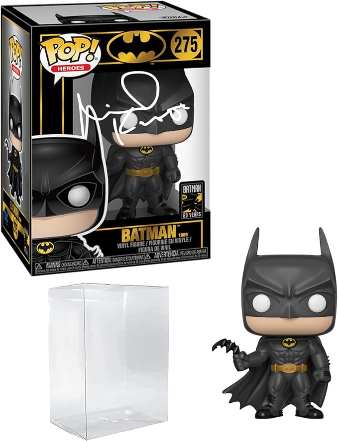 Michael Keaton Batman 1989#275 Facsimile Signed Reprint Laser Autographed Funko POP! Movies Figurine with Protector Case