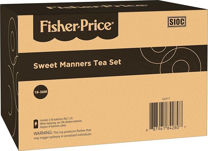 Fisher-Price Toddler Toy Laugh & Learn Sweet Manners Tea Set with Music & Lights for Educational Pretend Play Kids Ages 18+ Months