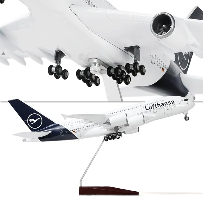 1/200 Germany A380 Model Plane Diecast Airbus A380 Model Airplane with Stand (14 in-L) Pre-Built Model kit for Adult -Aviation Creative Gifts, Tabletop Collection Display