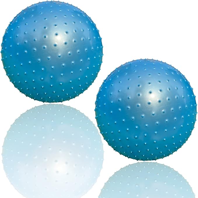 Large Sensory Massage Ball for Kids, 2-Pack 33.5" 85CM Bouncy Exercise Balls for Toddlers, Big Inflatable Toys with Spikes, Outdoor Giant Yoga Balls, Large Beach Ball (2 Set Bluish Grey)