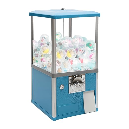 25 Cents Coin Operated Vending Machine, 20.87" Height Commercial Candy Gumball Machine Huge Load Capacity Candy Vending Machine, Big Capsule Vending Machine for 1.77-1.97in Ball Diameter (Blue)