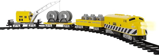 Lionel Battery-Operated Construction Toy Train Set with Locomotive, Train Cars, Track & Remote with Authentic Train Sounds, & Lights for Kids 4+