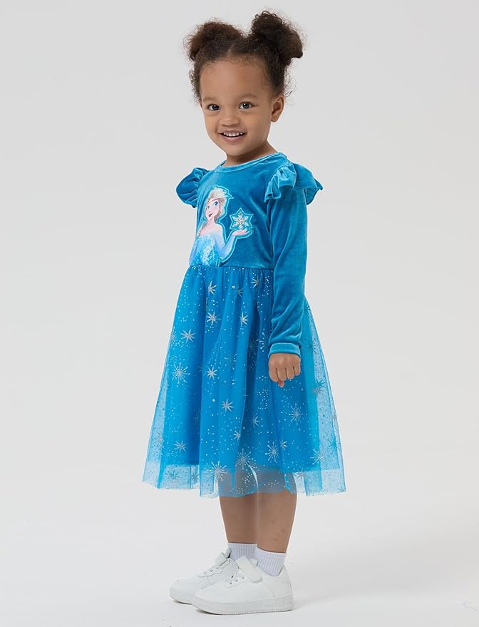 Disney Princess Frozen Minnie Mouse Dress Girls Sparkle Ruffle Tulle Tutu Birthday Party Fall Outfits Clothes Baby to Toddler