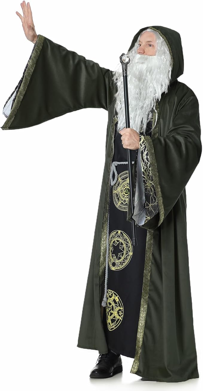 Velvet Wizard Robe with Hooded and Sleeves, Halloween Vampire Witch Wizard Cloak Fancy Cosplay Costume