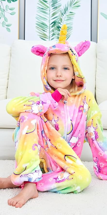 Kids Unicorn Onesie Pajamas One-Piece Cosplay Costume Animal Sleepwear Girls And Boys