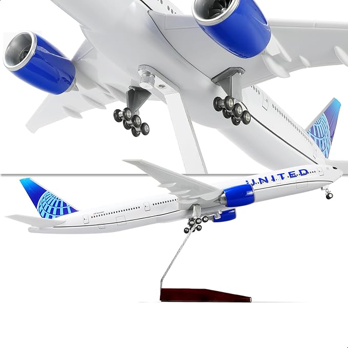 1/150 Boeing 777-300ER United 18.5 inchs Large Model Diecast Airplane Model Kits with Stand Airlines Models Display Collectible for Aviation Enthusiast Gift