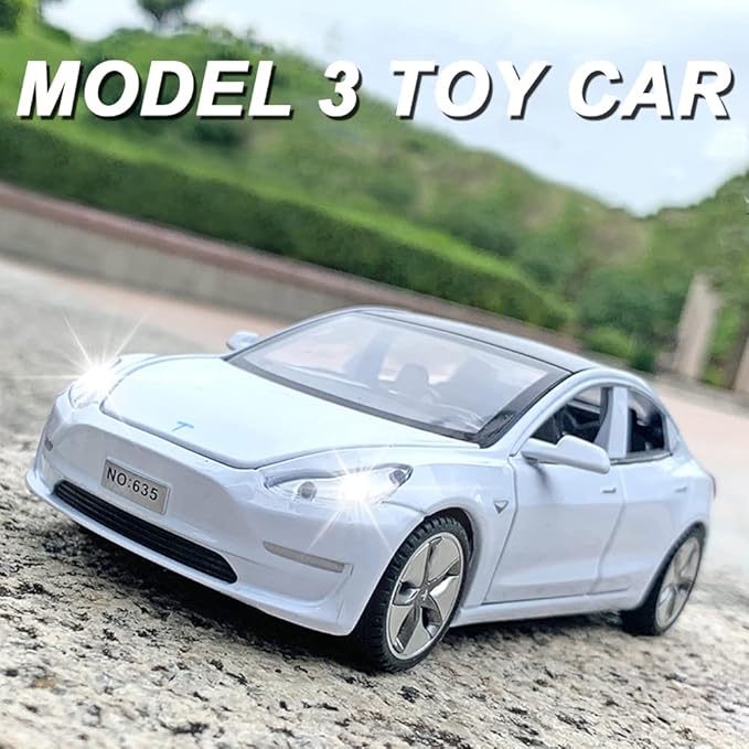 1:32 Scale Model 3 Alloy Car Model Diecast Toy Vehicles for Kids, car Model Toy，Pull Back Alloy Car with Lights and Music,Mini Vehicles Toys for Kids Gift ，Children Birthday Gift. (White)