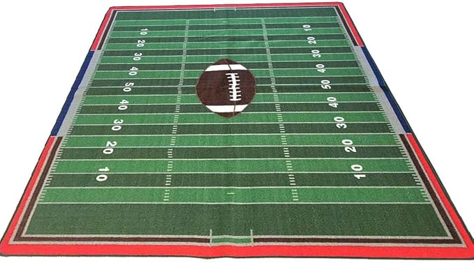 Mybecca Kids Rug American Football Field Rug 5'x7' (Approx:4'11" X 6' 10") Non-Slip Gel Backing (59" x 82") Children Area Rug for Playroom & Nursery
