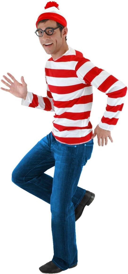 Red&White Stripes Cosplay Costume,Halloween Costumes,Funny Sweatshirt Outfit Glasses Suits…