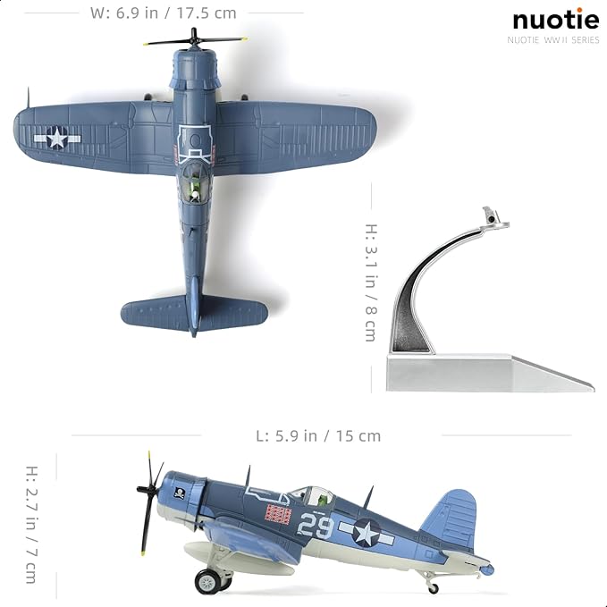 1/72 Scale USA F-4U Corsair Fighter Model World War II Vintage Warplane Metal Diecast Aircraft Military Display Airplane for Display Collection or Gift