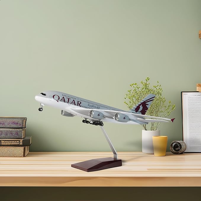 1/200 Qatar A380 Model Plane Diecast Airbus A380 Model Airplane with Stand (14 in-L) Pre-Built Model kit for Adult -Aviation Creative Gifts, Tabletop Collection Display