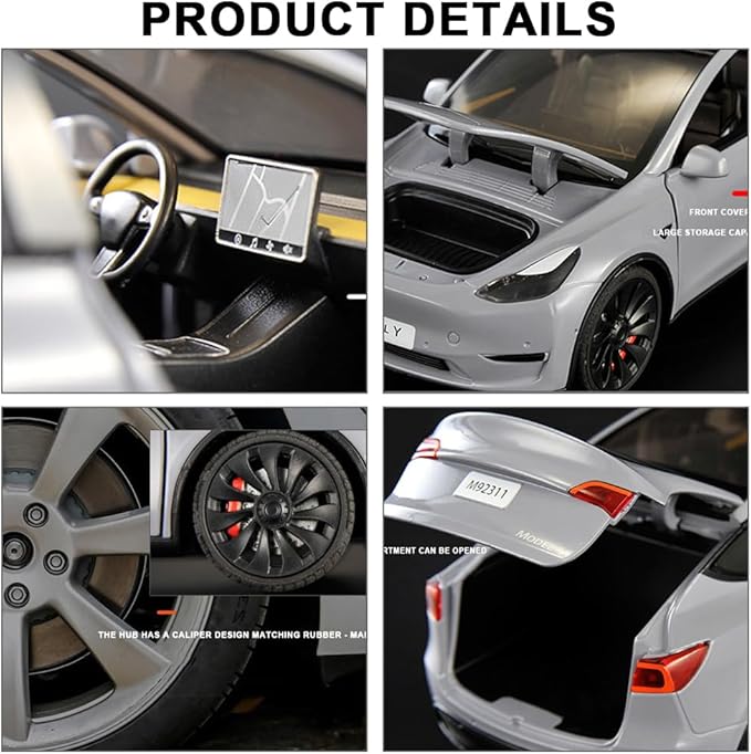 1/24 Model Y Toy Cars Alloy Diecast Model, Pull Back Model Y M-odel Car with Light, Big Mod-el Y Diecast Cars Mod-el Toy Suitable for Kids Adults Birthday Gift (Red)