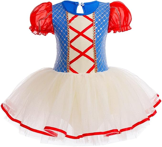 DYMCII Baby Girls Princess Ballet Dress Short Sleeve Leotards Skirted Tutu Dancewear Halloween Christmas Party Fancy Costume
