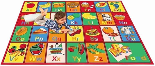 Mybecca Carpets for Kids Literacy ABC Food & Fruits Kids Rug, 3' x 5' (39" X 58")