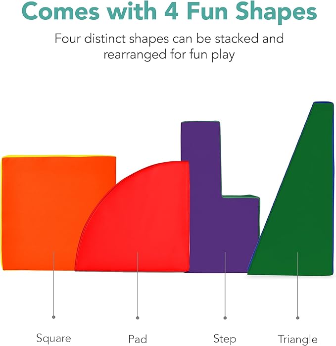 Best Choice Products 4-Piece Kids Climb & Crawl Soft Foam Block Activity Play Structures for Child Development, Color Coordination, Motor Skills - Multicolor
