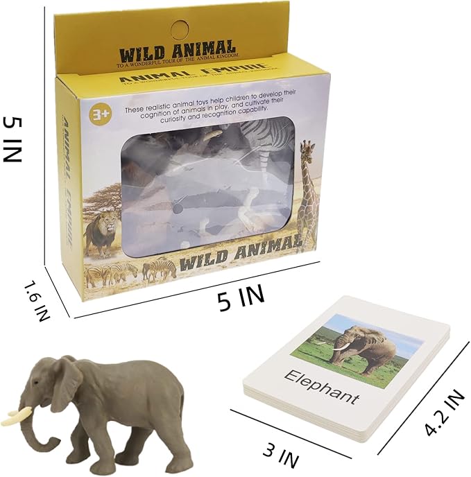Small Montessori Animal Figures with Flash Cards, Realistic Animal Figurines Toys, Montessori Materials Homeschool Preschool Science Educational Matching Game for Toddler Kids (Zoo)