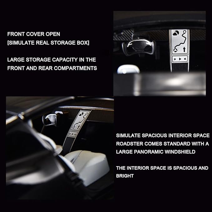 1/24 Diecast Roadster Model Car with Pull Back Function, Sound and Light, Alloy Metal Vehicles Roadster Toy Car Ideal Collectible for Kids Adults Enthusiasts, Great Birthday Gift (Green)