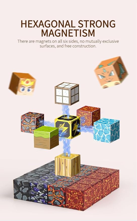 Magnetic Blocks, 84-Piece 0.8in Build Prince&Princess Magnet Game Set, Stacking Building Blocks Cubes Magnets for Kids, STEM Sensory Creative Toys Games for Toddler Boys & Girls