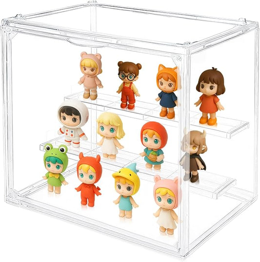 Acrylic Display Case, 3 Tier Clear Figure Display Box, Detachable Stackable Display Cabinet for Collectibles, 1 Pack