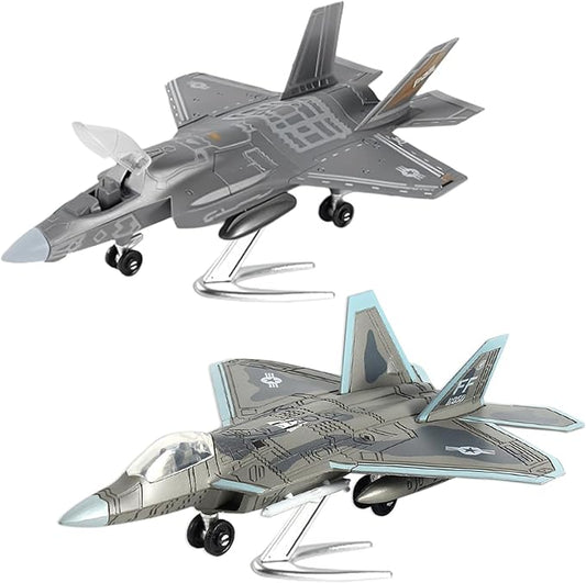 OTONOPI Fighter Jet Toys, 2 Pack Building Block Set, Fighter Jet Quick Build Model Kit F35 & F22 Millitary Airplane, Assembly Aircraft Model with Display Stand, Military Plane Warplane Toy for Kids