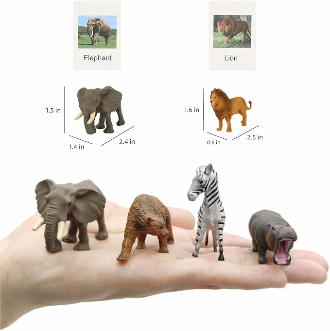 24 Small Animal Figurines Learning & Education Toys, Plastic Realistic Zoo Jungle Safari Sea Ocean Animal Figures, Preschool Learning Activities Matching Game Science Toys