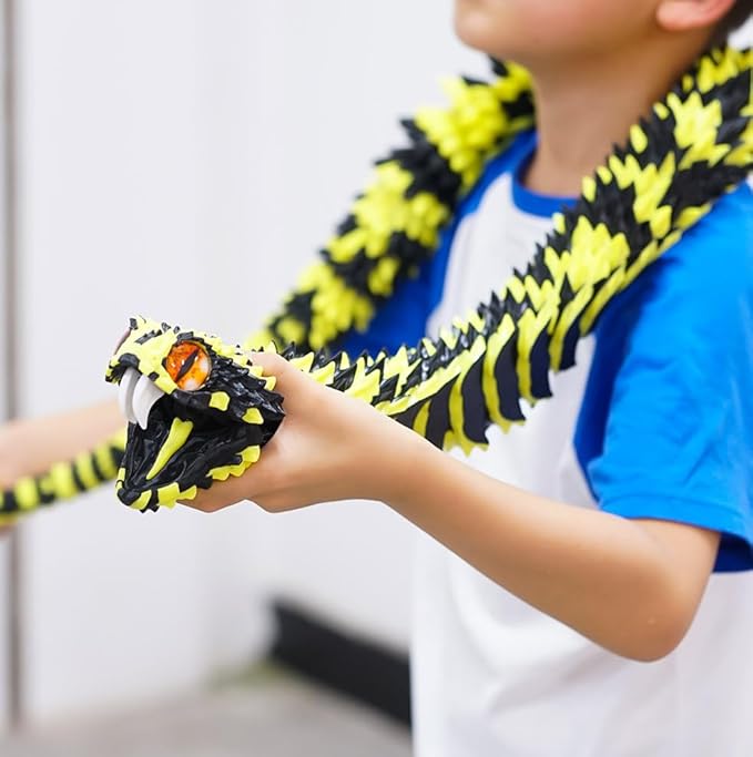 47.5inch Super Large 3D Printed Snake Models,Movable Teeth,Flexible Joint Animal lacertid Figurines, Stress Relief, Fidget restlessness, ADHD Toys, Surprise Fantasy Gifts (47.5inch-by)